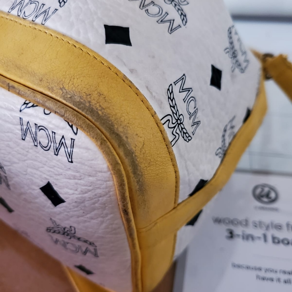 MCM White Bucket Drawstring Bucket Bag - Picture 10 of 12